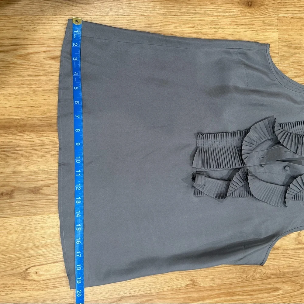 J.Crew Factory Silk Sleeveless Ruffle-Trim Gray Size 2 *See Measurements*